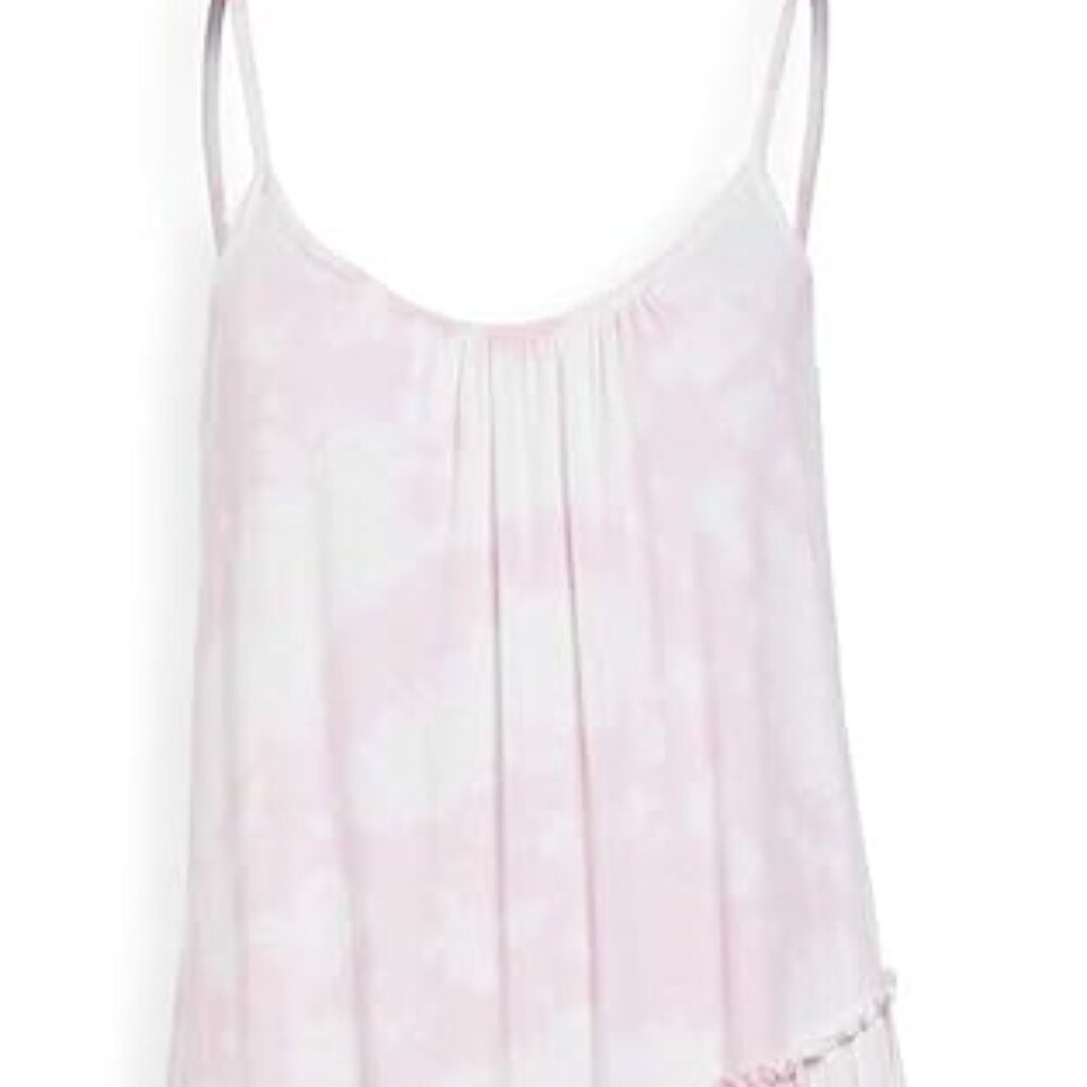 SUNDRY Women's Asymmetrical Tiered Dress, Flamingo, Pink, Print, S